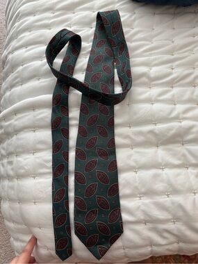Vintage GIVENCHY MONSIEUR Paisley Silk Tie Teal Plum